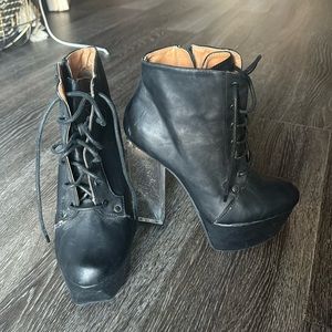 Black platform clear booties
